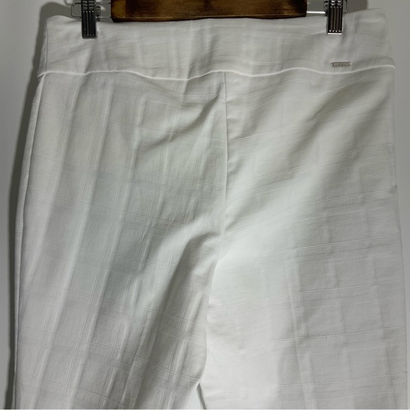 Up! Pull On Slimming White Square Jacquard Wide Waistband Straight Leg Pant 12. - Picture 12 of 16